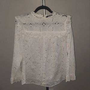 Zara sz medium white long sleeve boho blouse